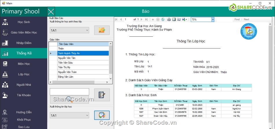 SQL,Mô hình ba lớp,đồ án winform c# quản lý học sinh,Quản lý học sinh tiểu học,.NET